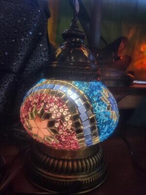Turkish Lamp with Pink, Blue White Pattern