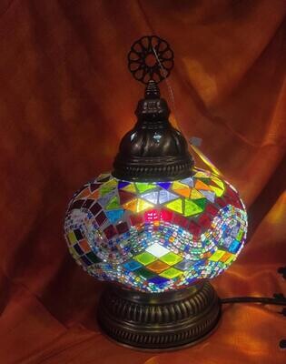 Turkish Lamp  Large Mosaic Multi Color Side-diamond