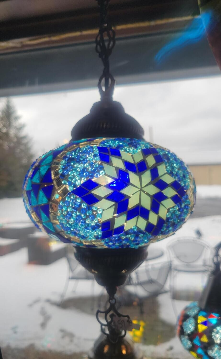 Turkish Lamp Large Hanging Blue Star