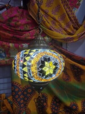 Turkish Lamp  Large Hanging Brown & yellow