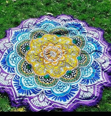 Large Colorful Mandala Tapestry