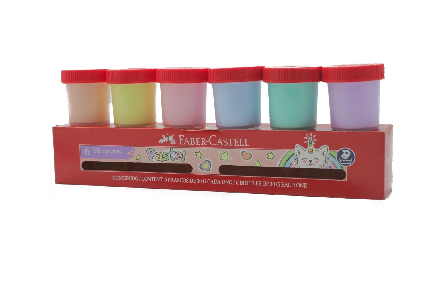 Temperas Faber Castell de 6 Colores Pastel