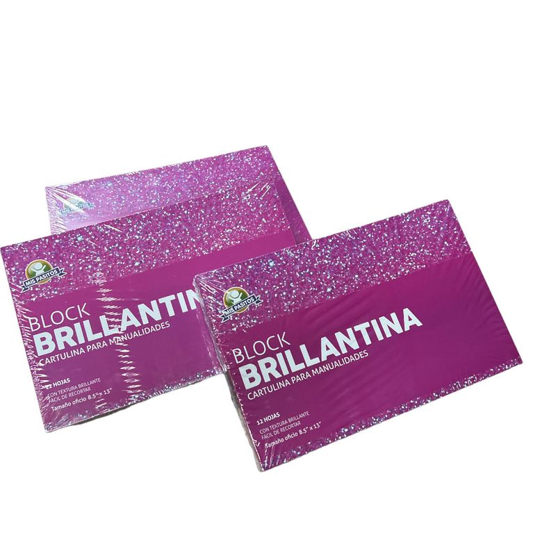 Block Cartulina Brillantina Oficio 12 hojas Pasitos