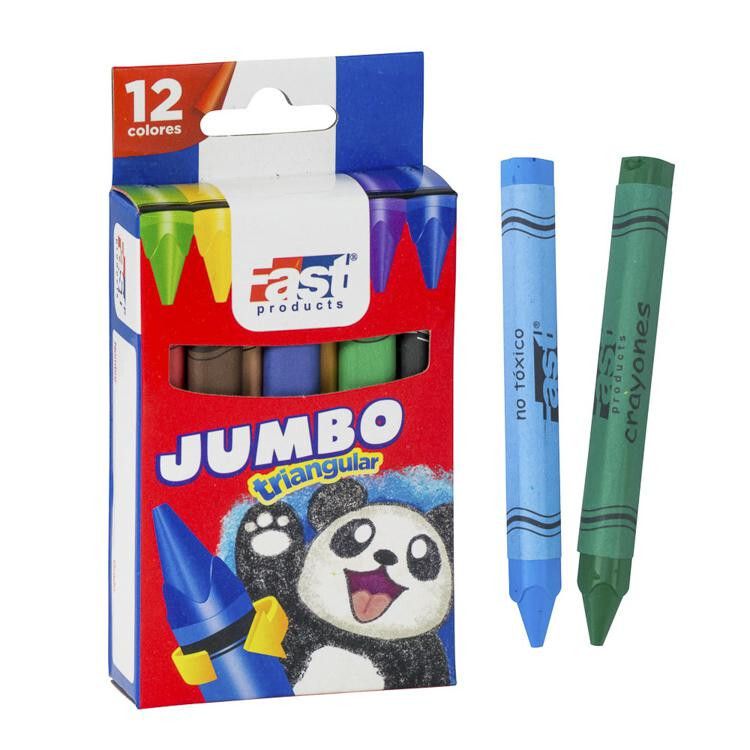 Crayones De Cera Jumbo Fast De 12 Colores
