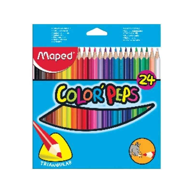 Crayones De Madera Triangulares De 24 Colores Maped 183224-1