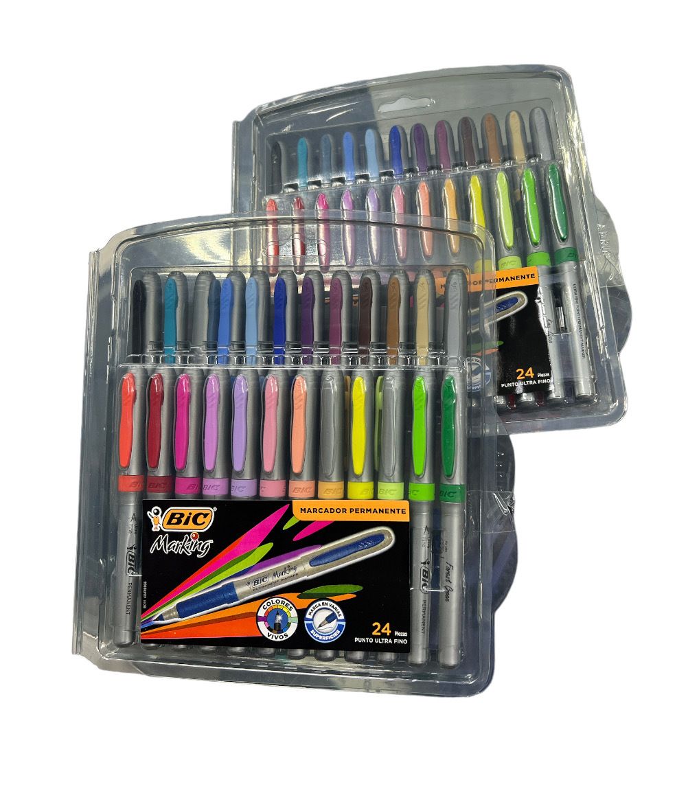 Marcadores Bic 24 Colores Extra Finos Permanentes