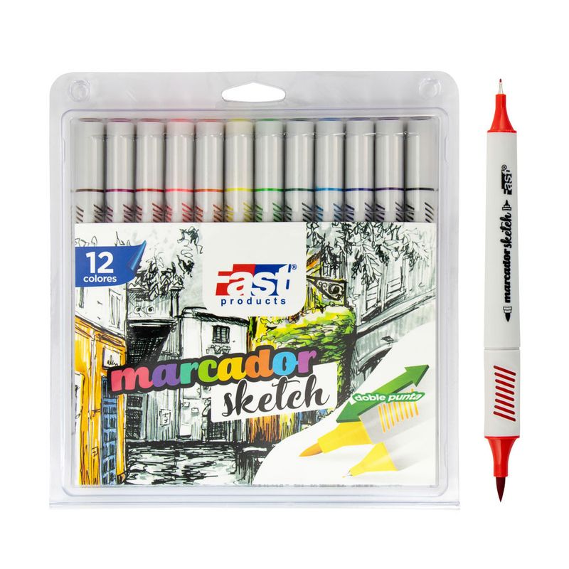 Marcadores Fast Sketch 12 Colores Doble Punta