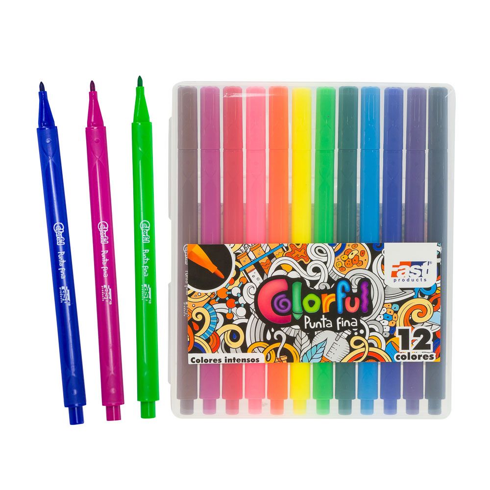 Marcadores Fast Triangulares 12 Colores