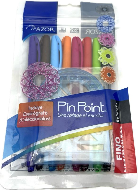 Boligrafos Azor 8 Colores con Espirografo 0.7mm