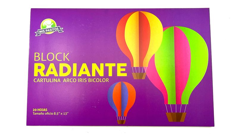 Block Cartulina Radiante Oficio Bicolor Liso 20 hojas Pasitos