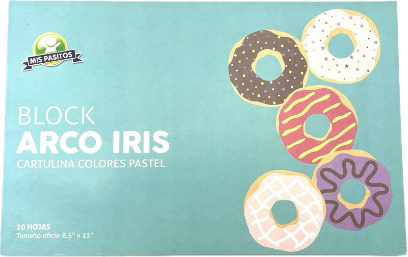 Block Cartulina Arcoiris Pastel Oficio 20 Hojas Pasitos