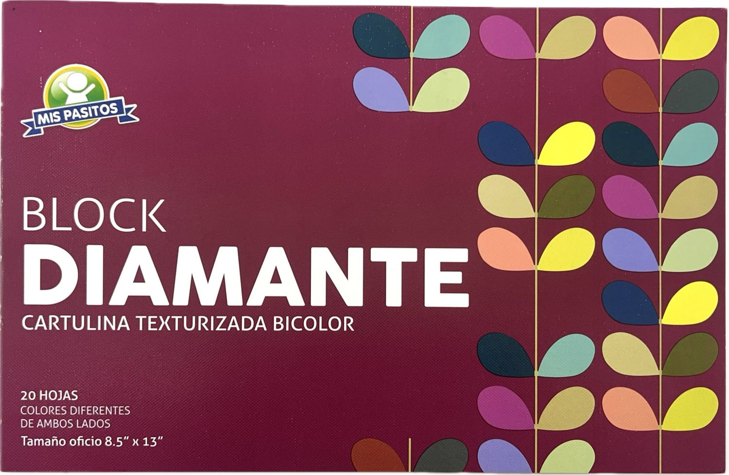 Block Cartulina Diamante Oficio Texturizada Bicolor Pasitos