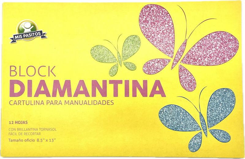 Block Cartulina Diamantina Oficio 12 hojas Pasitos