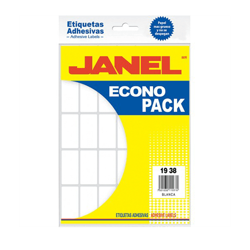 Etiquetas Adhesivas Janel Rectangulares Blancas (19-50,13-38 y 13-19cm)