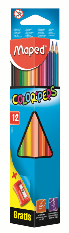 Crayones De Madera Triangulares De 12 Colores Maped 183213