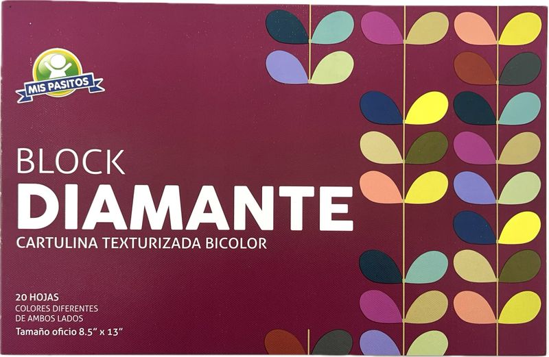 Block Cartulina Diamante Oficio Texturizada Bicolor Pasitos