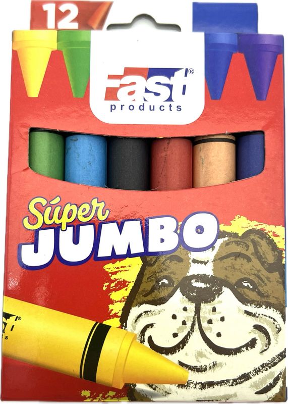 Crayones De Cera Super Jumbo 12 Colores Fast