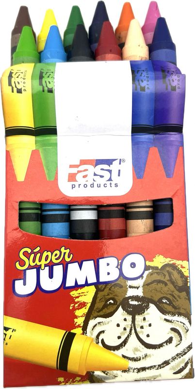 Crayones De Cera Super Jumbo 12 Colores Fast