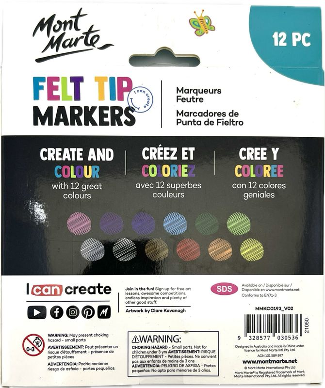 Marcadores Mont Marte  12 Colores