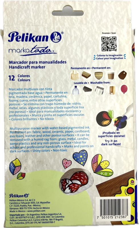 Marcadores Marcatodo Pelikan 12 Colores Base Agua