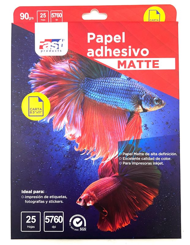 Papel Adhesivo Matte (Tipo Fotografico) Carta 25 Hojas