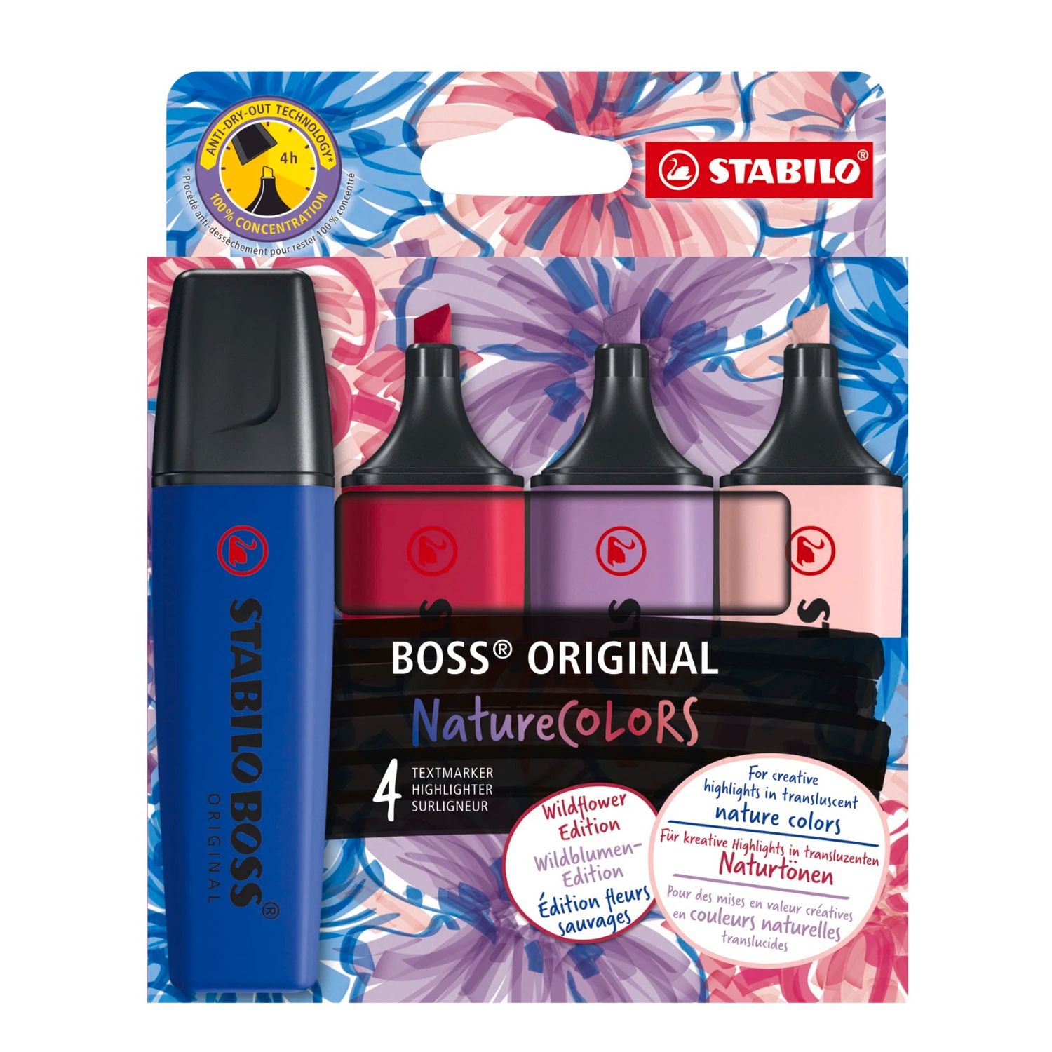 Resaltadores Stabilo Boss 4 Colores Floral