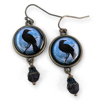 Blue Raven Earrings
