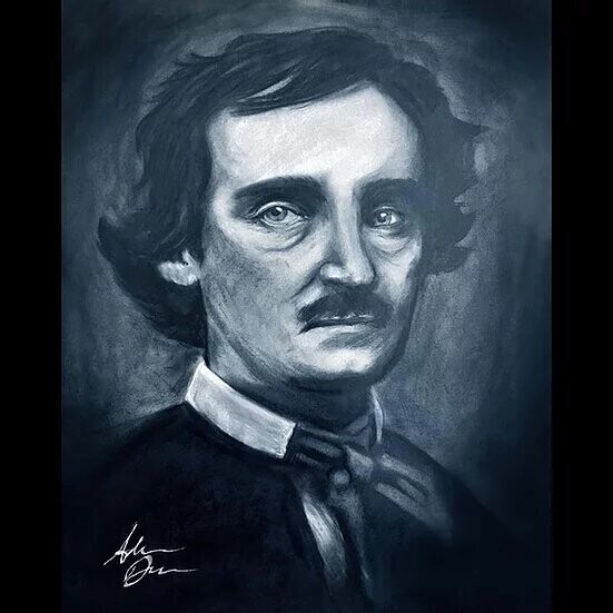 Edgar Allan Poe Charcoal Print