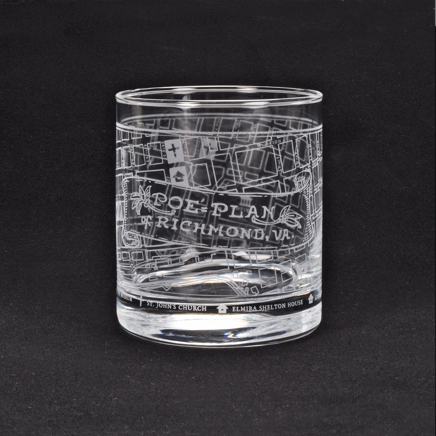 Poe's Plan of Richmond Whiskey Glass