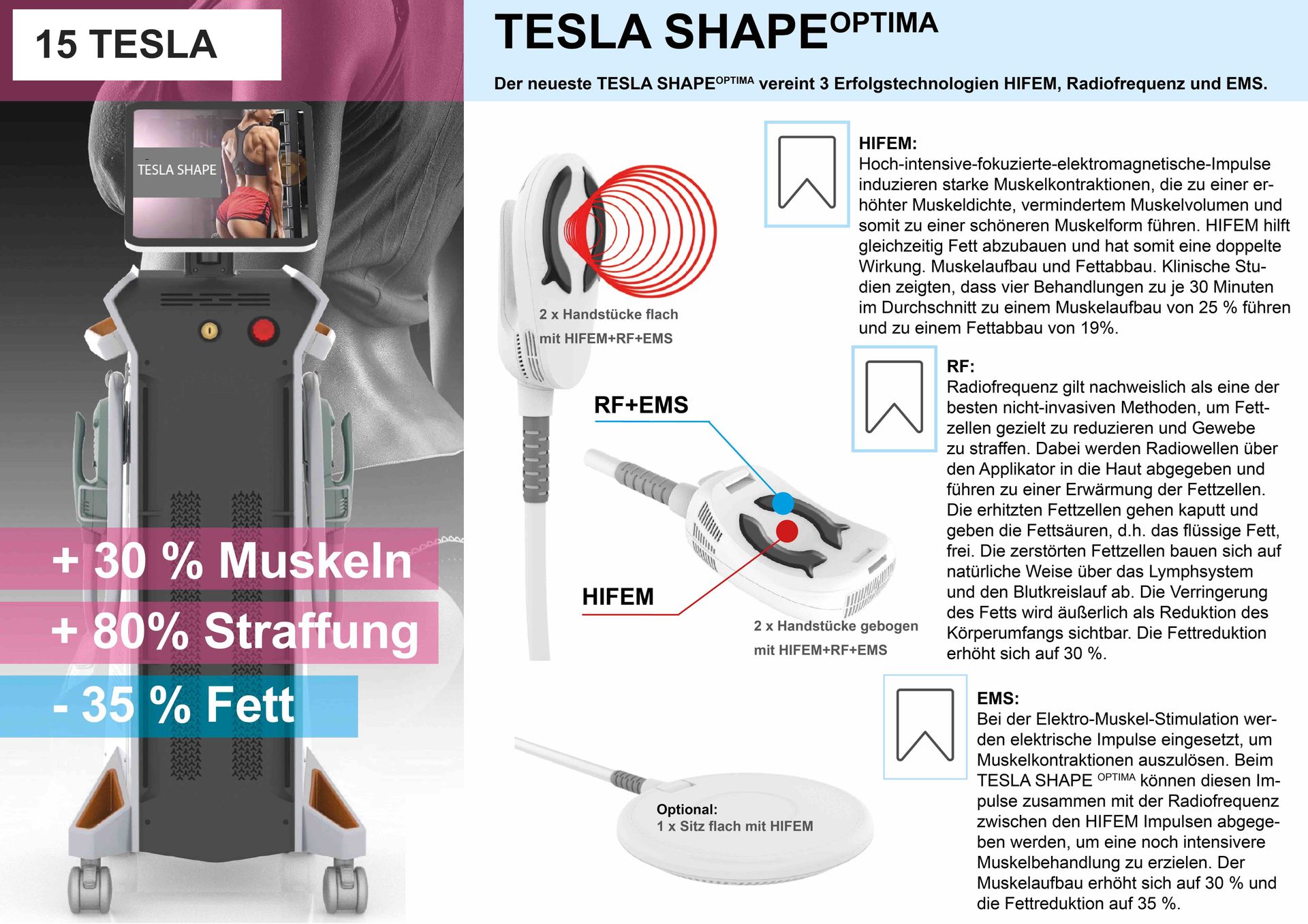 Tesla Shape Optima - 4 Handstücke + 1 Sitz