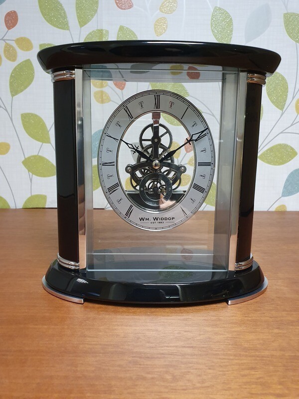 PIANO FINISH WOODENSKELETON MANTEL CLOCK