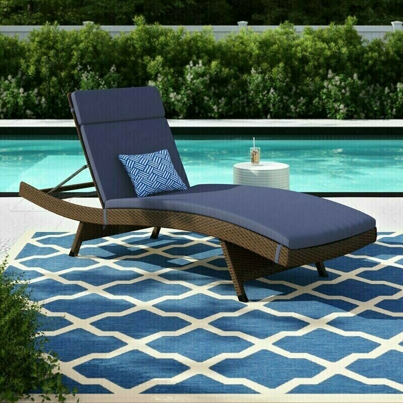 Reclining Chaise Lounge with Cushion (Set of 2)