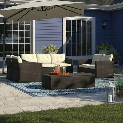 Arlington 5 Piece Rattan Sofa Seating Group With Cushions