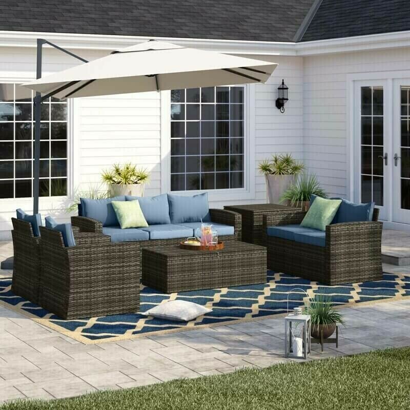 Arlington 6 Piece Rattan Sofa Seating Group With Cushions