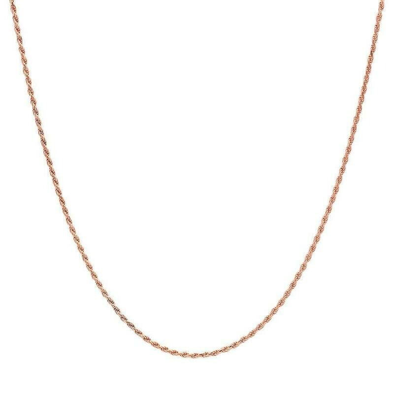 10k Rose Gold 2mm 16,18,20,22,24 inch Rope Chain