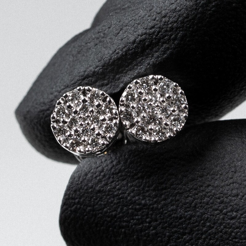 10K White Gold 0.37 Ct Small Round Cluster Earrings