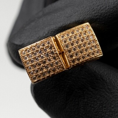 14K Yellow Gold 3D Square 0.36 Ct Diamond Earrings