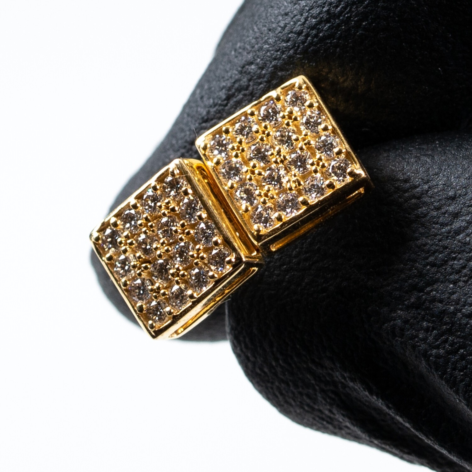 14K Yellow Gold Small Square 0.58Ct Diamond Earrings