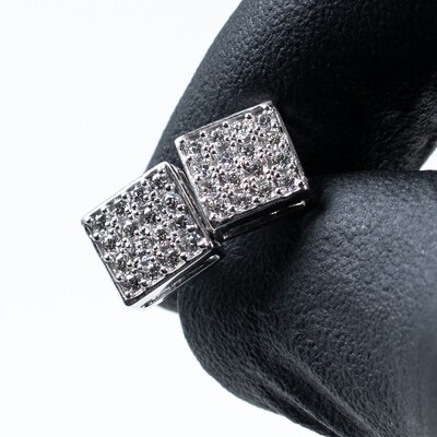 14K White Gold Small Square 0.58 Ct Diamond Earrings