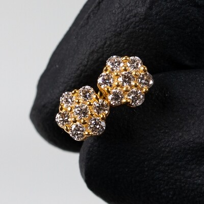 10K Gold Flower Cluster 0.49Ct  Diamond Stud Earrings
