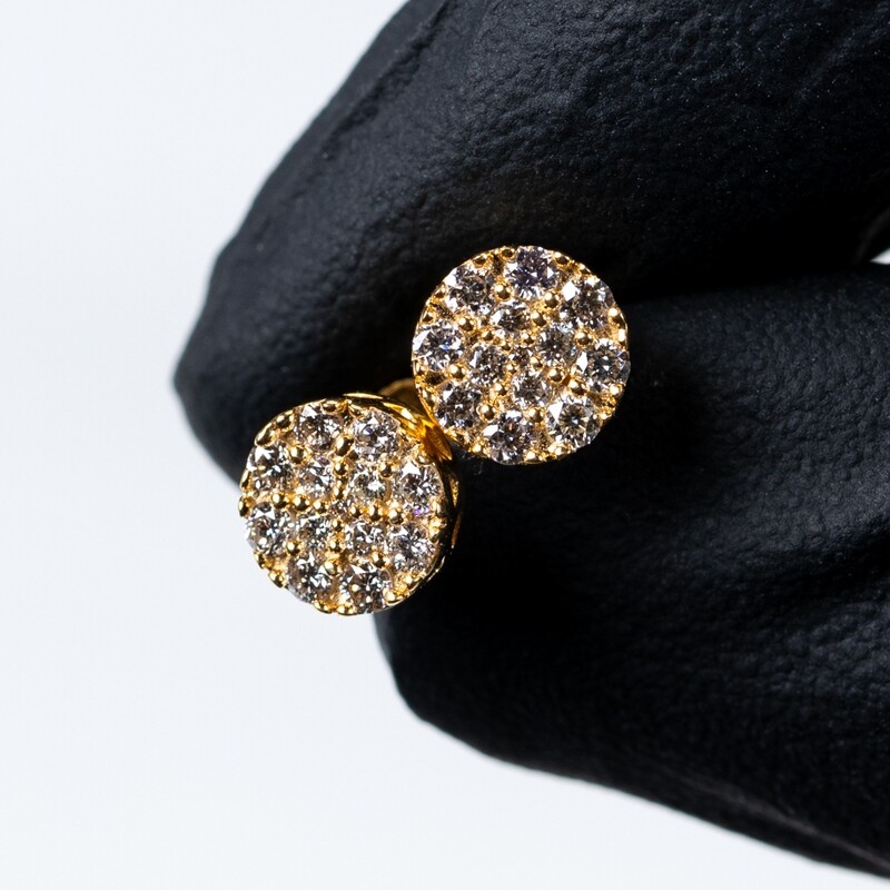 14K Gold Round Cluster 0.37 Ct Diamond Earrings