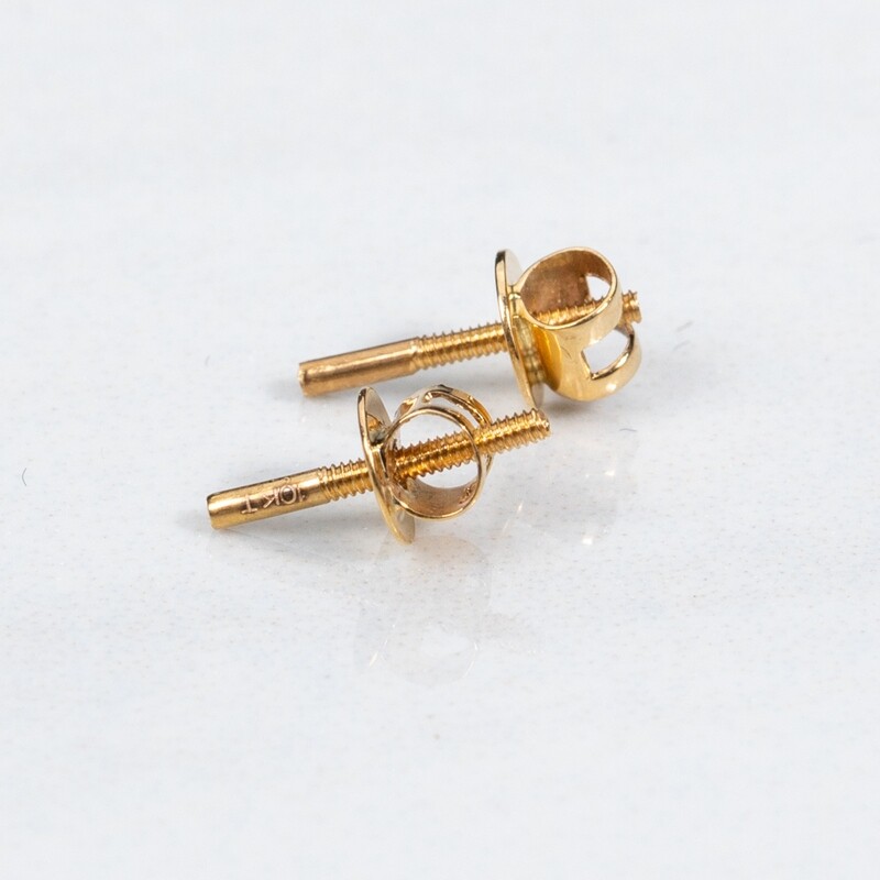 14K Solid Yellow Gold Screw On Earring Back Post