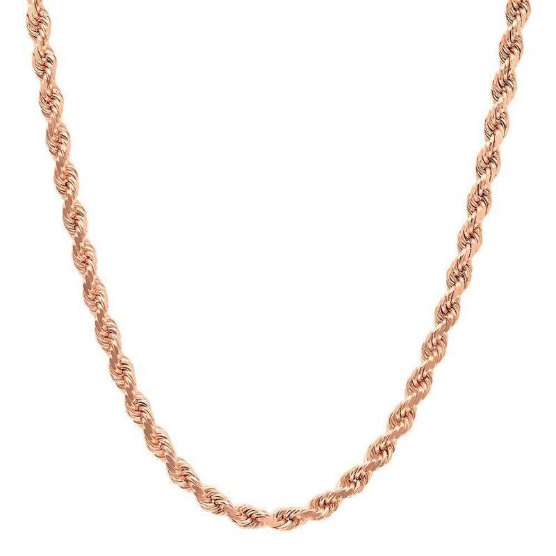 10k Rose Gold 4mm 16,18,20,22,24 inch Rope Chain