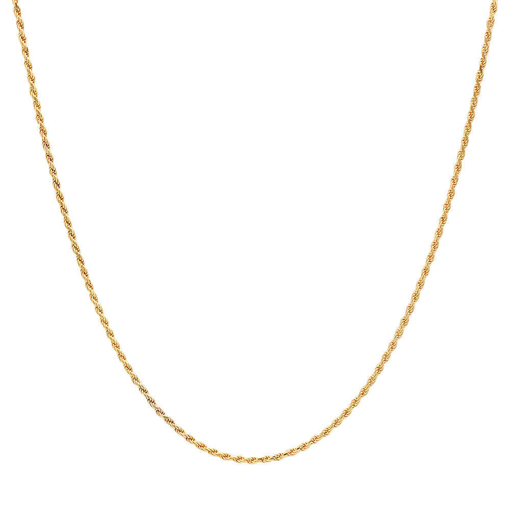 Solid 10k Yellow Gold 1.5mm Width 16 inch Length Rope Chain Necklace