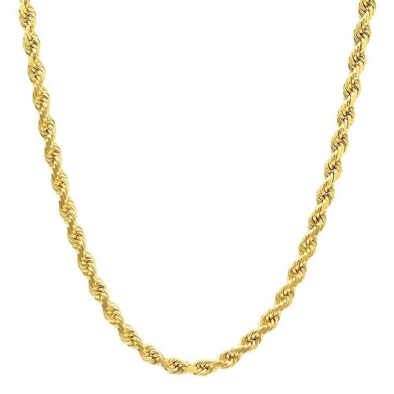 10k Yellow Gold 4mm 16,18,20,22,24 inch Rope Chain