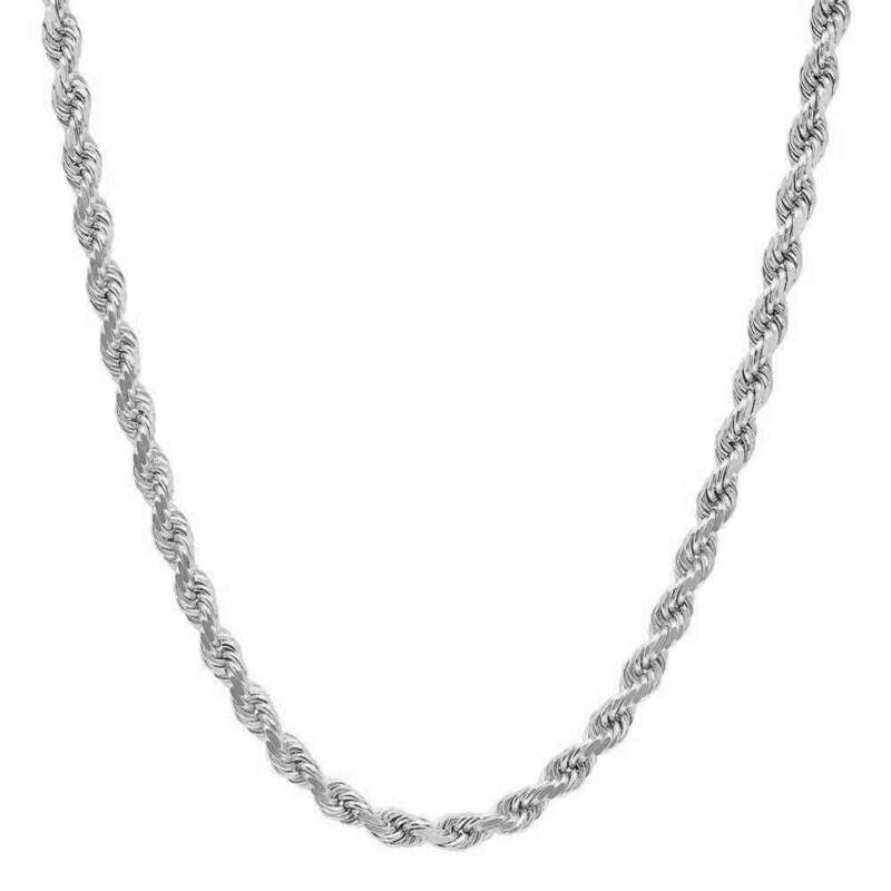 10k White Gold 3mm 16,18,20,22,24 inch Rope Chain
