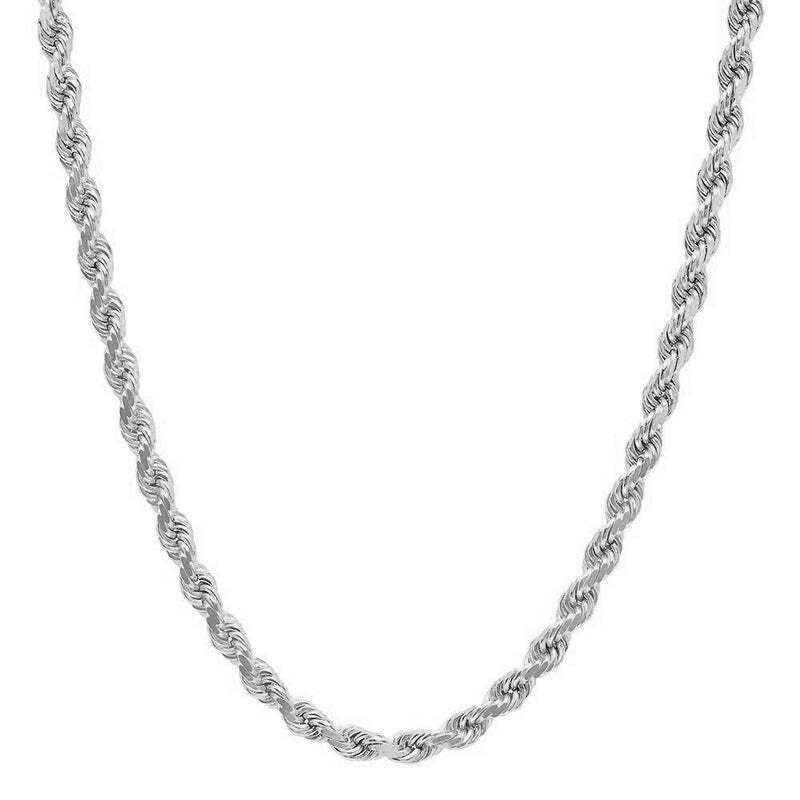 10k White Gold 6mm 16,18,20,22,24 inch Rope Chain