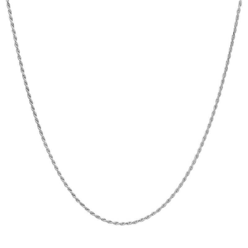 14k White Gold 2mm 16,18,20,22,24 inch Rope Chain