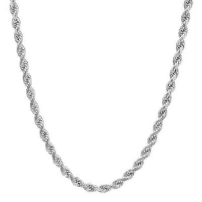 14k White Gold 6mm 16,18,20,22,24 inch Rope Chain