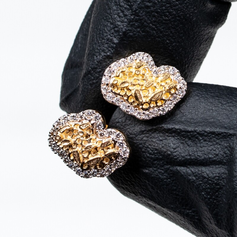 14K Gold 0.25Ct Natural Diamond Nugget Earrings